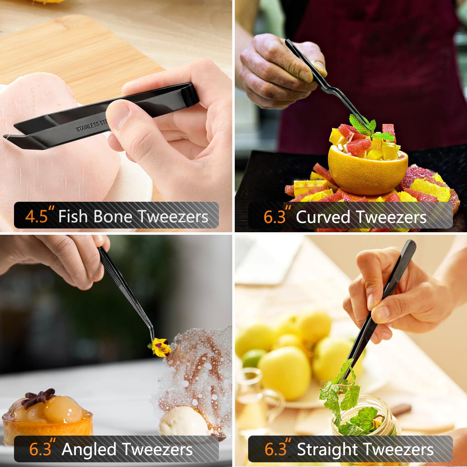 JetKong BBQ and seafood use tweezers for easy handling and roasting.