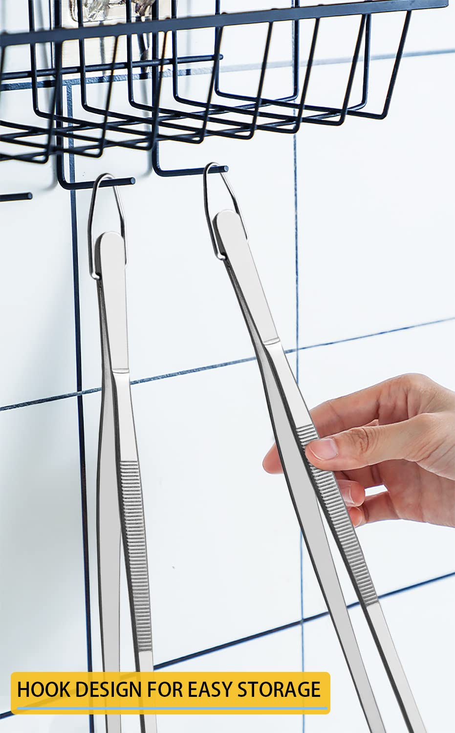 JETKONG dishwasher-safe stainless steel tweezers for easy cleaning.