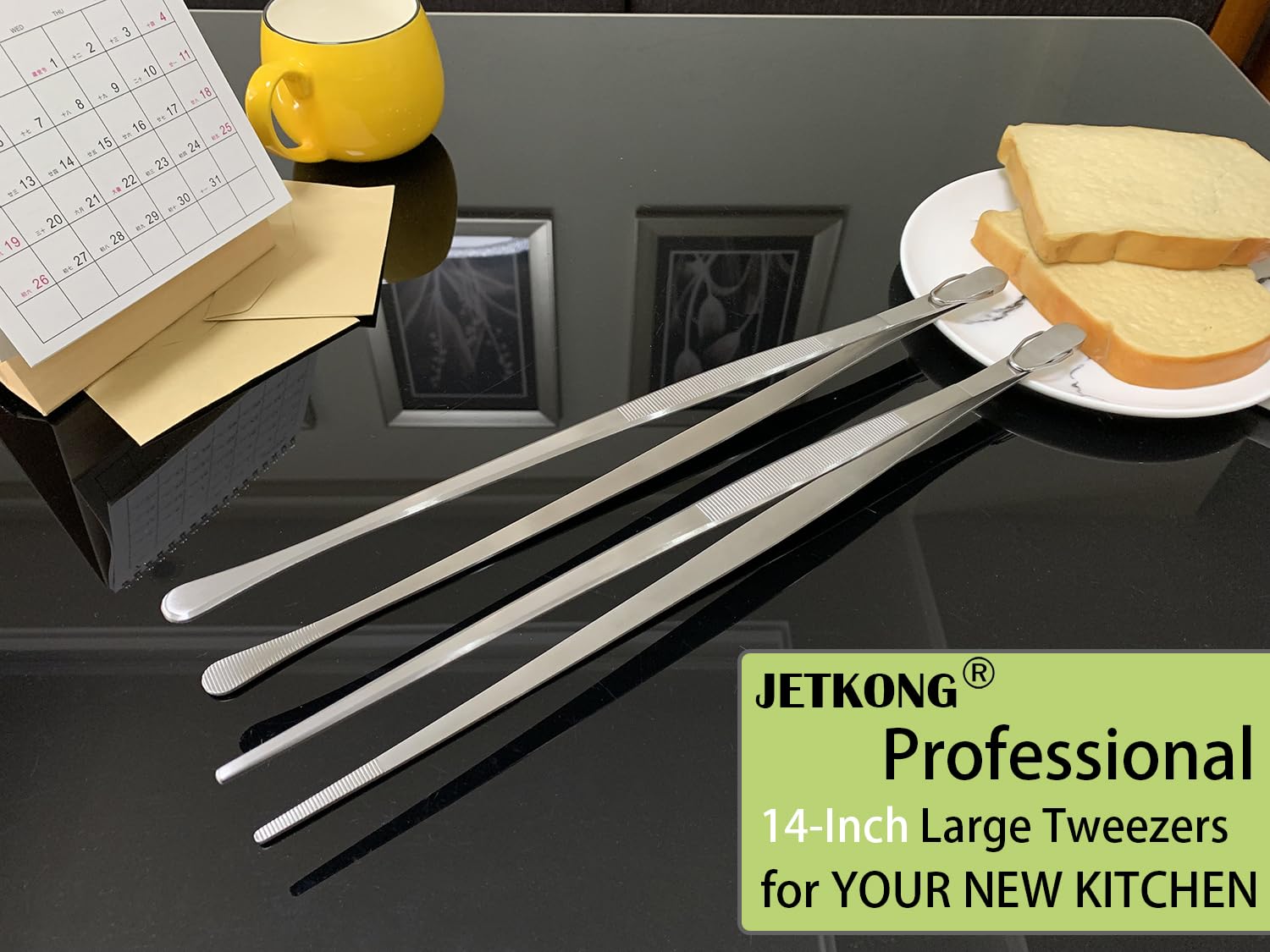 JETKONG dishwasher-safe tweezers simplify post-cook cleanup.