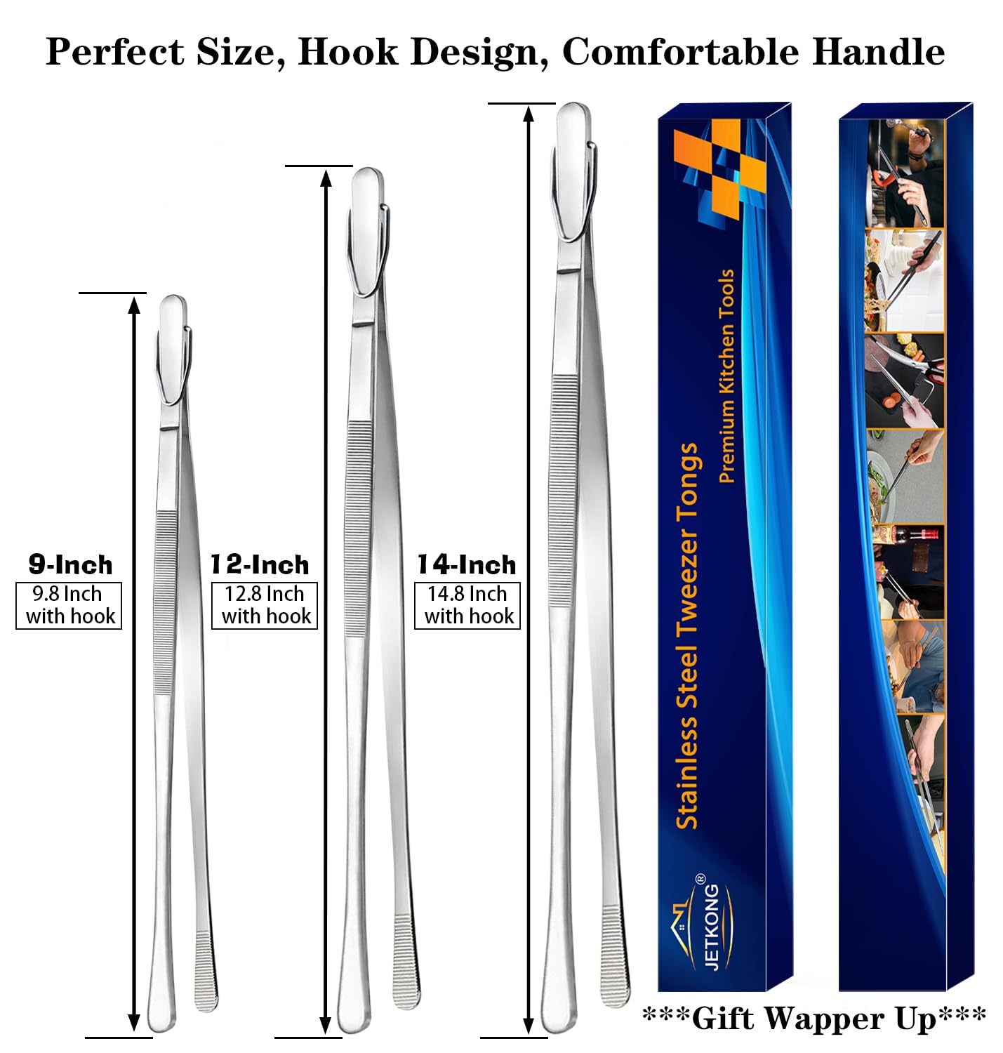 JETKONG durable food-grade tweezers ideal for everyday tasks