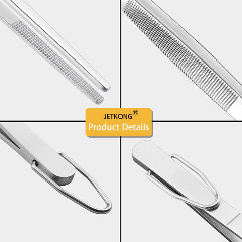 JETKONG 12-inch kitchen tweezers ideal for grilling and lifting.