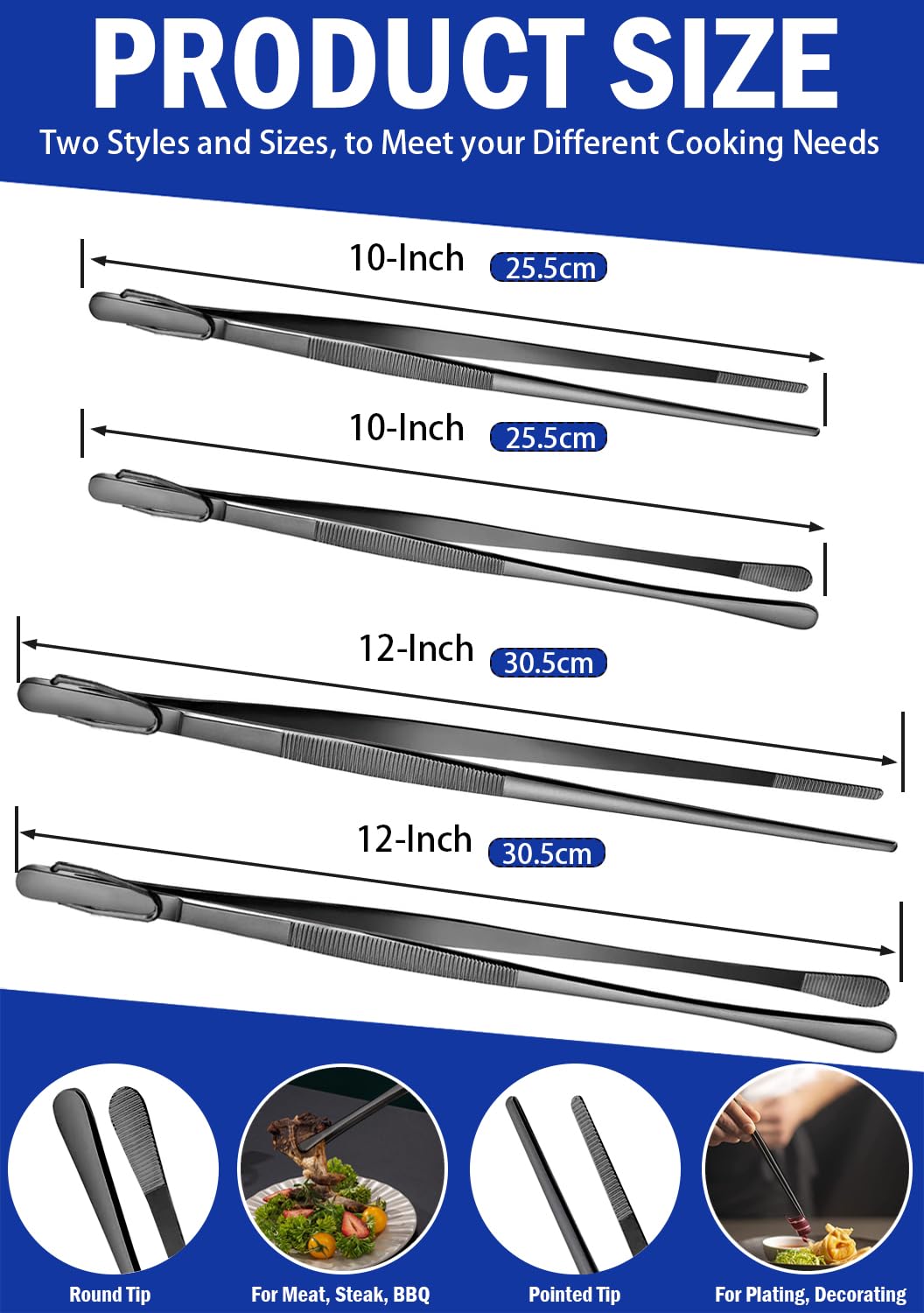 JETKONG 10in tweezers long design for safe handling near heat