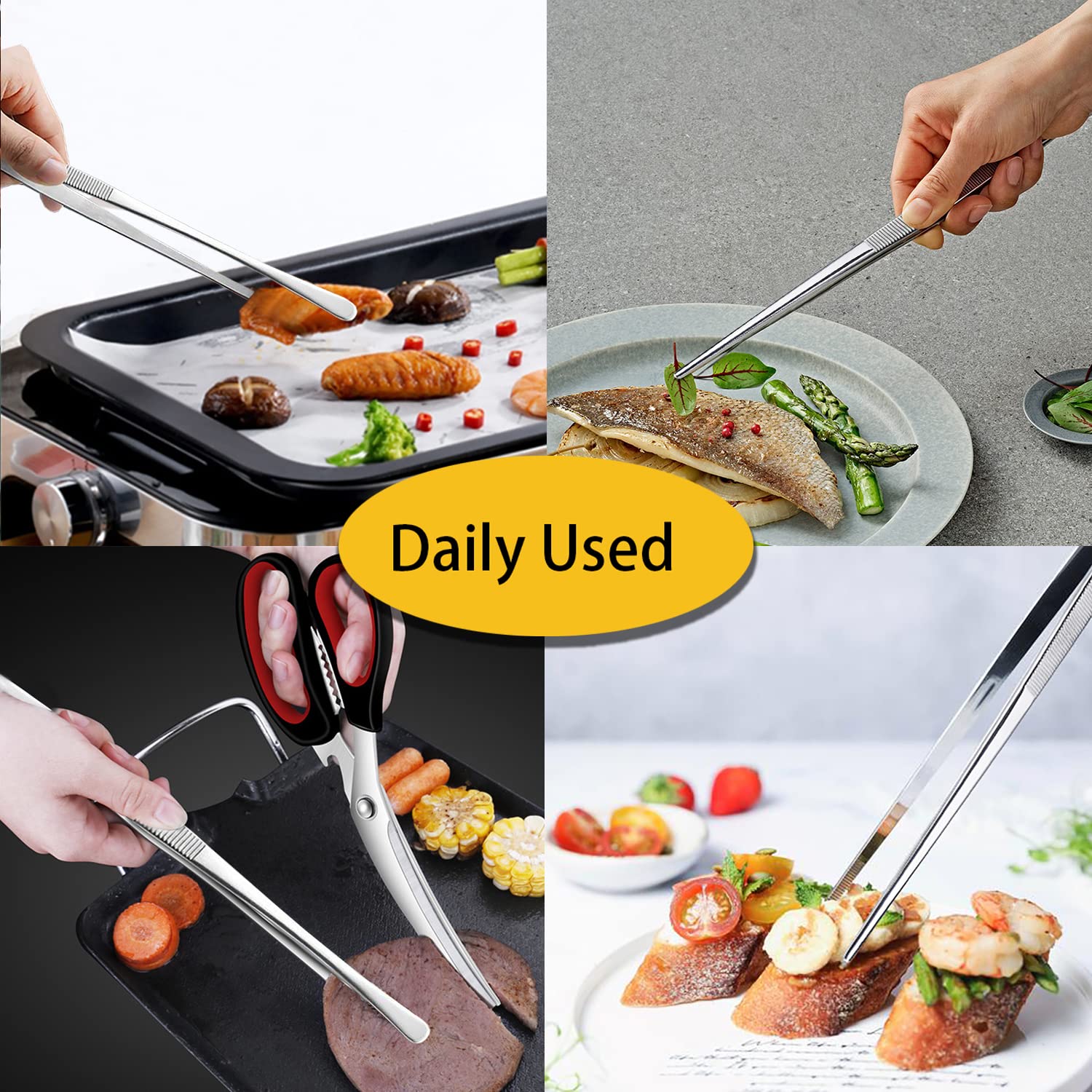 JETKONG multi-use tweezers suitable for cooking, crafts, and more.
