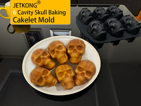 JETKONG multifunction skull mold ideal for mousse, bread, muffins, and puddings.