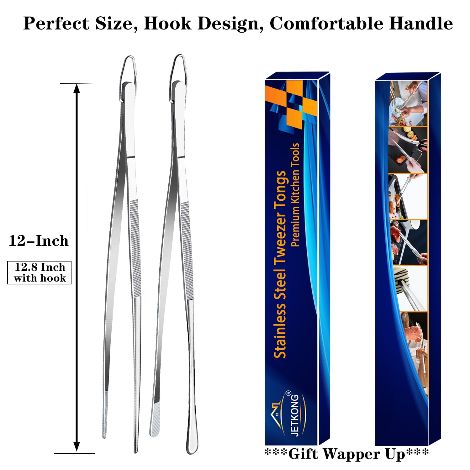 JETKONG 12-inch tweezers in action for delicate lifting tasks.