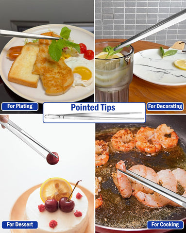 JETKONG serrated tips tweezers provide non-slip grip for slippery foods