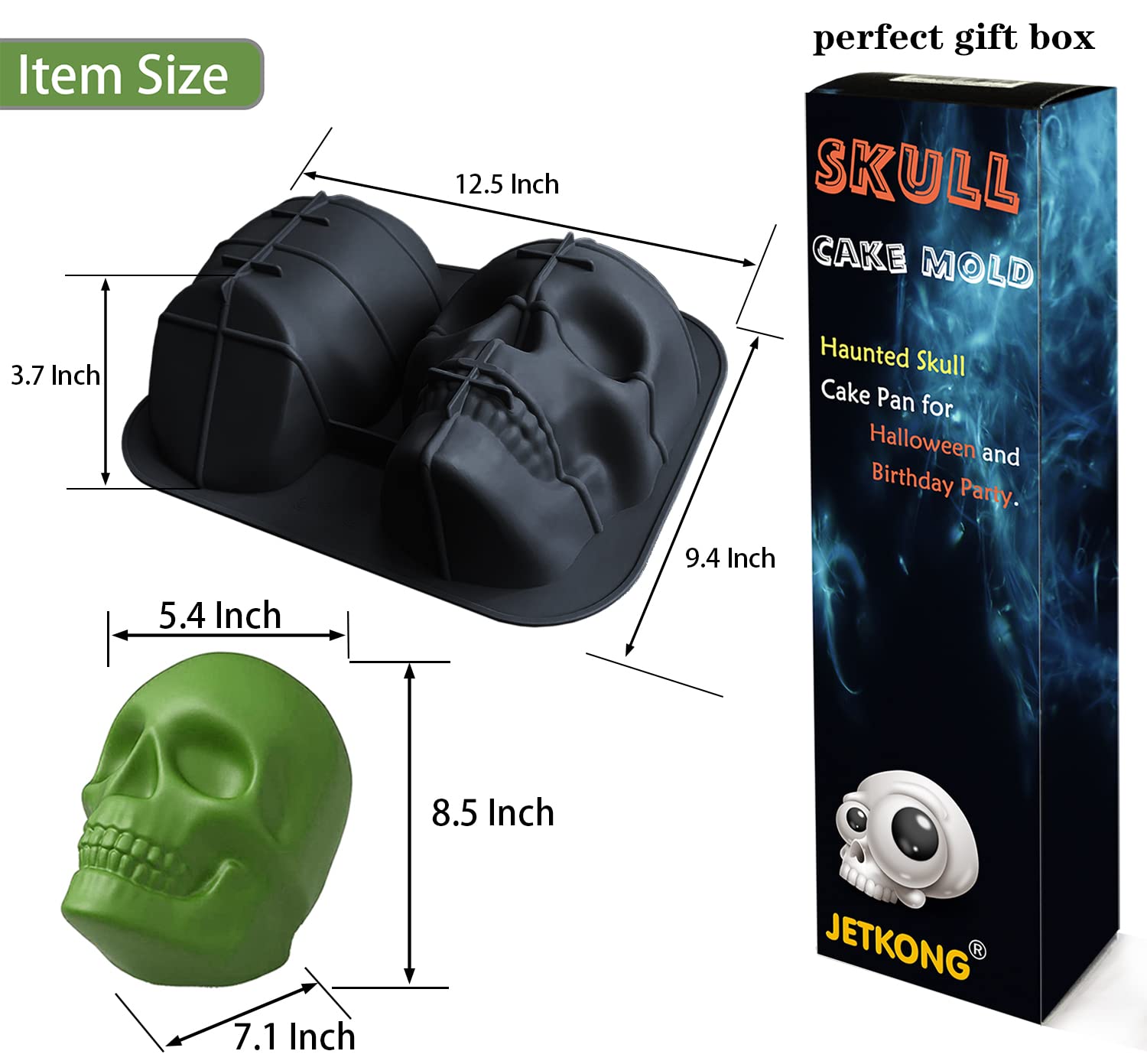 JETKONG silicone easy release mold ensures smooth demolding of skull desserts.