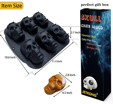JETKONG silicone skull mold ready for bake, freeze, and easy release.