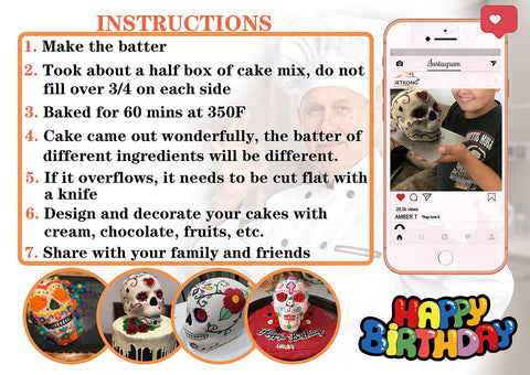 JETKONG skull cake pan mousse maker supports creative fillings for spooky treats.
