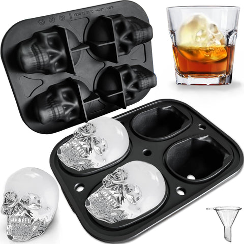 JETKONG skull ice mold four cavities for bold whiskey cubes.