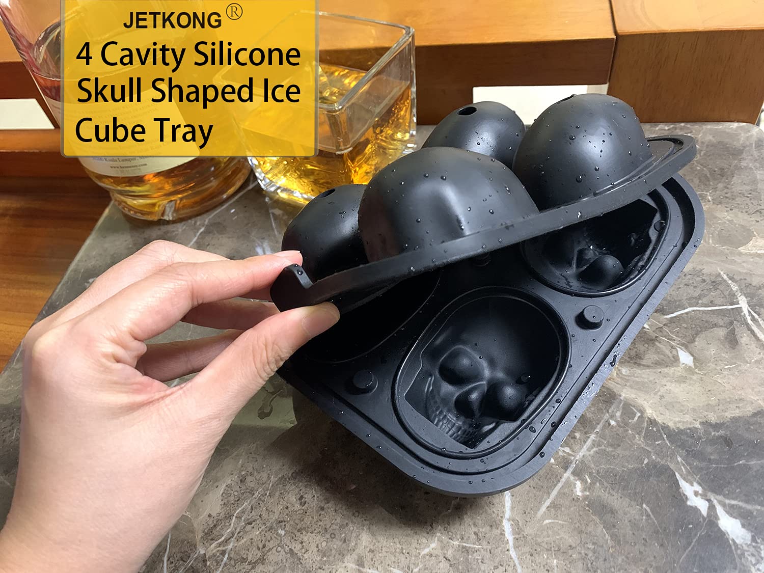 JETKONG skull ice cubes elevate cocktails with style.