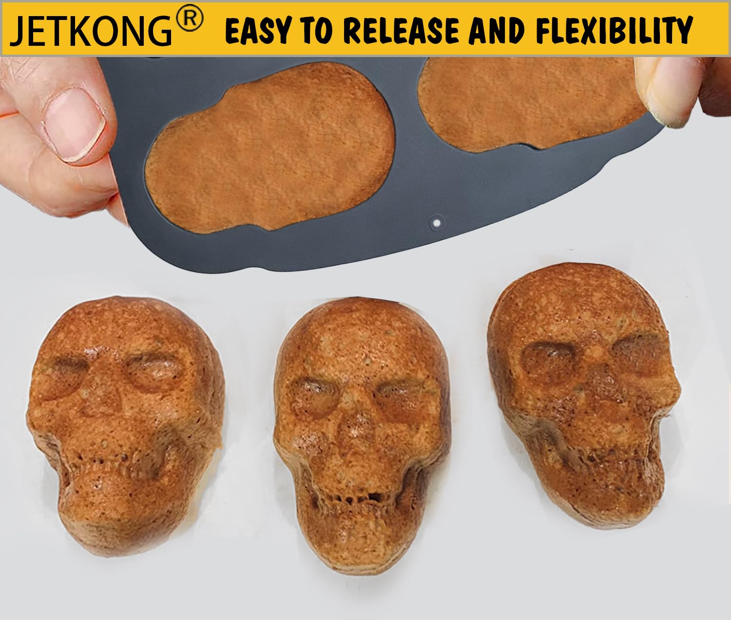 JETKONG skull mold size 11.4x10.6x2.1 inches for versatile portions.