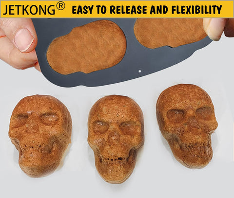 JETKONG skull mold size 11.4x10.6x2.1 inches for versatile portions.