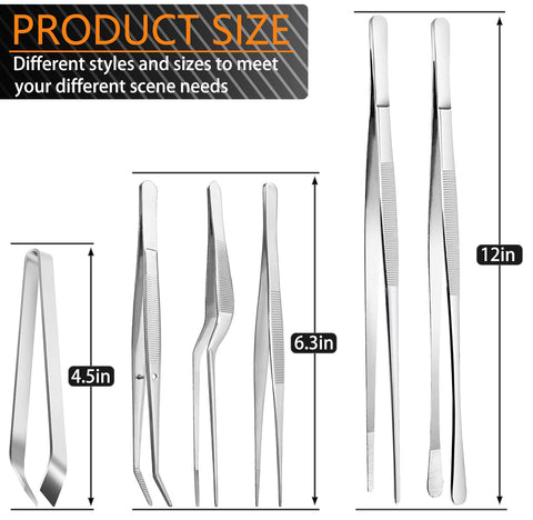 JETKONG stainless steel kitchen tweezers with precision grip
