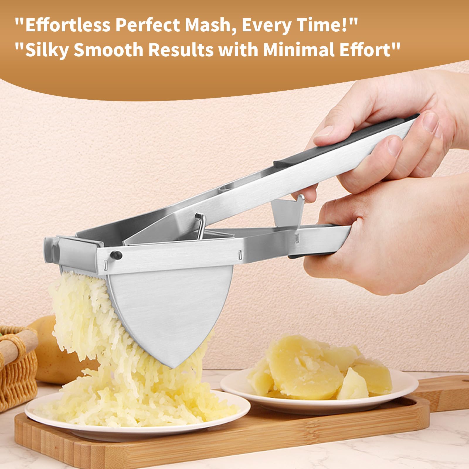 JETONN multi-purpose mash tool handles potatoes, vegetables, and fruits with ease.