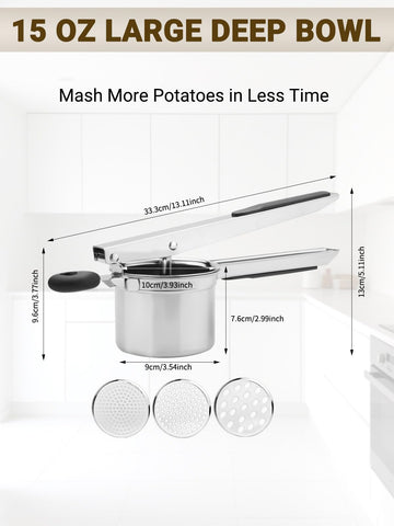 JETONN ricer deep chamber enables fast, lump-free mashed potatoes