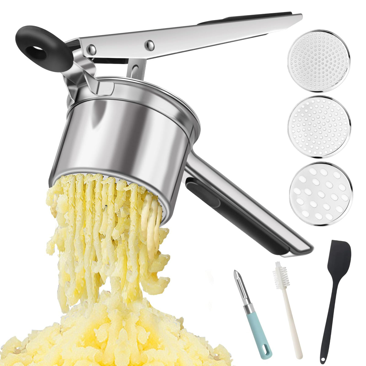 JETONN potato ricer with a long leverage handle for effortless, smooth mash