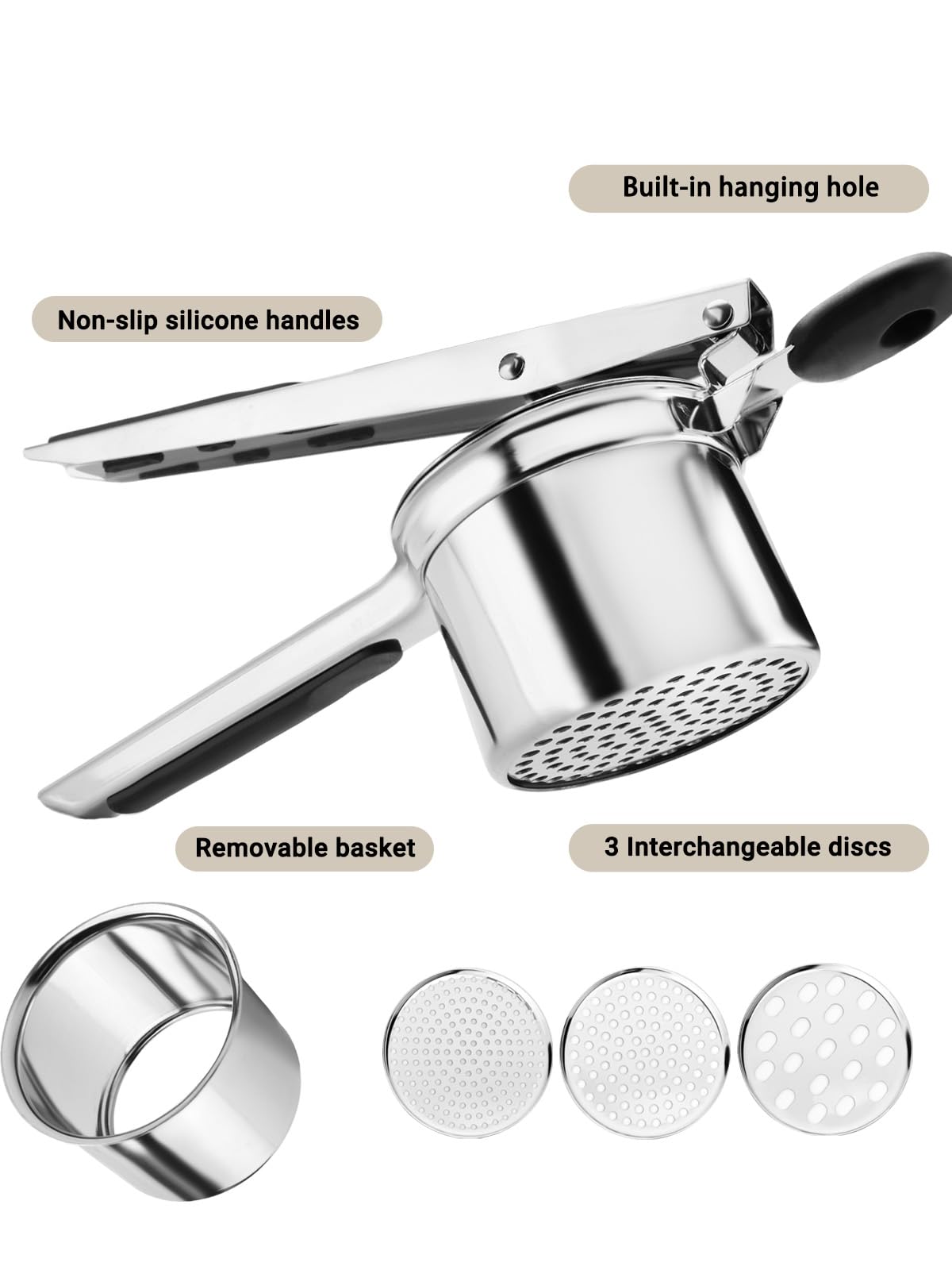 JETONN soft-touch handles reduce hand strain during long mashing