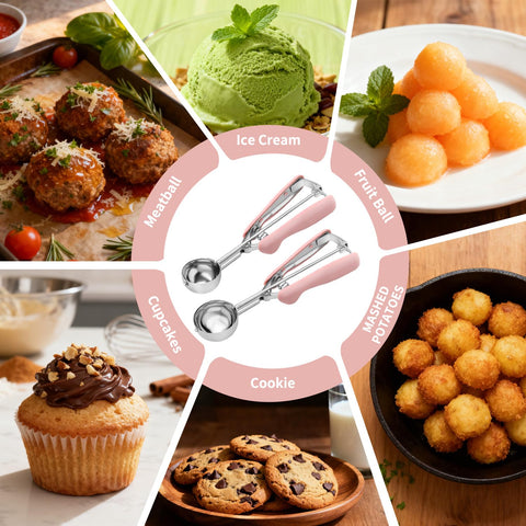JETONN versatile scooping duo for cookies, cupcakes, meatballs, and melon.