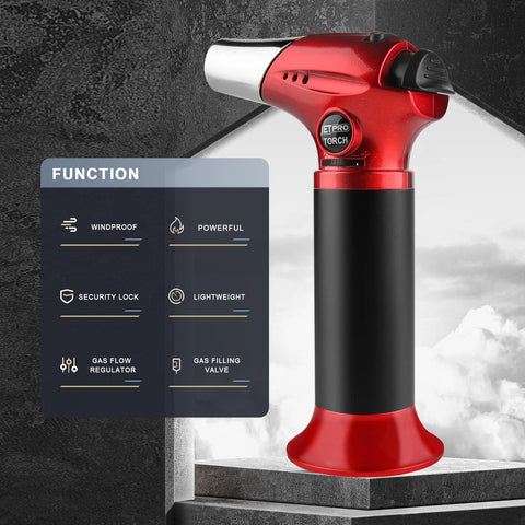 JetPro kitchen torch red refillable design for ongoing use