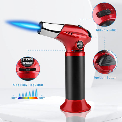 JetPro kitchen torch red safety lock prevents accidental ignition