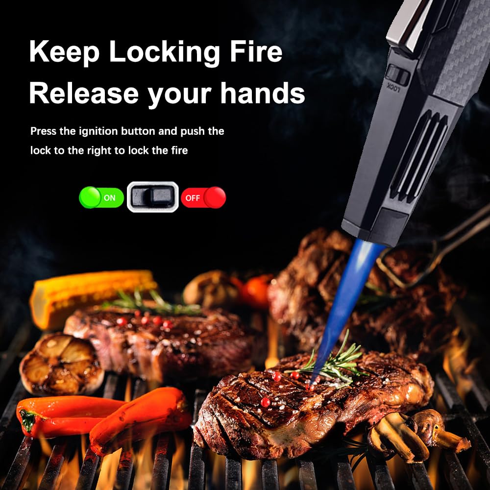 JETPRO safety lock enables secure continuous flame during use.