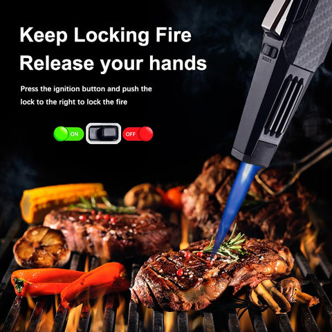 JETPRO safety lock enables secure continuous flame during use.