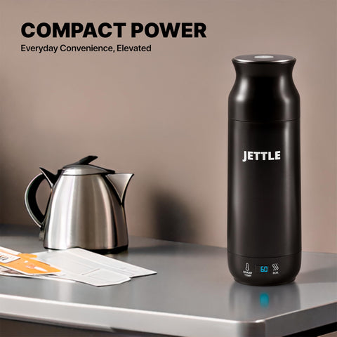 Jettle travel kettle auto-off indicator provides safe, hands-free boiling.