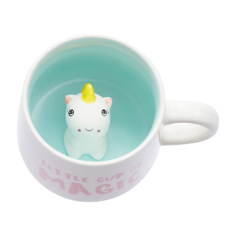 Jeuhoue unicorn ceramic cup with hidden 3D unicorn inside for playful mornings.