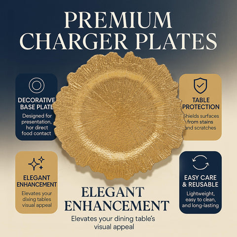 JEVERGN gold charger for parties enhances holiday table decor.