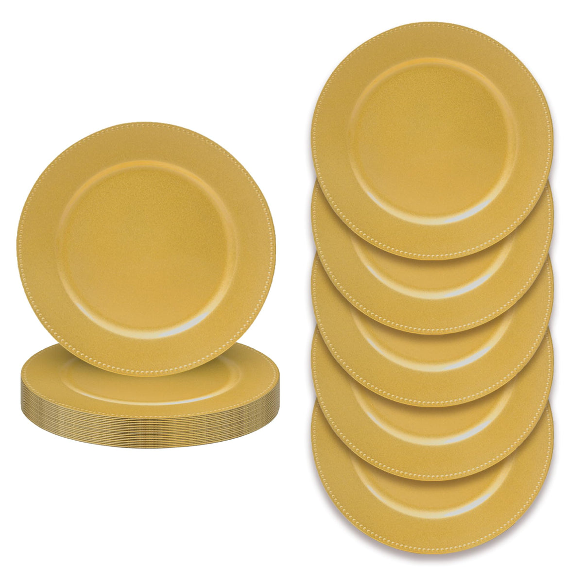 JEVERGN gold charger plate with beaded edge for elegant table decor