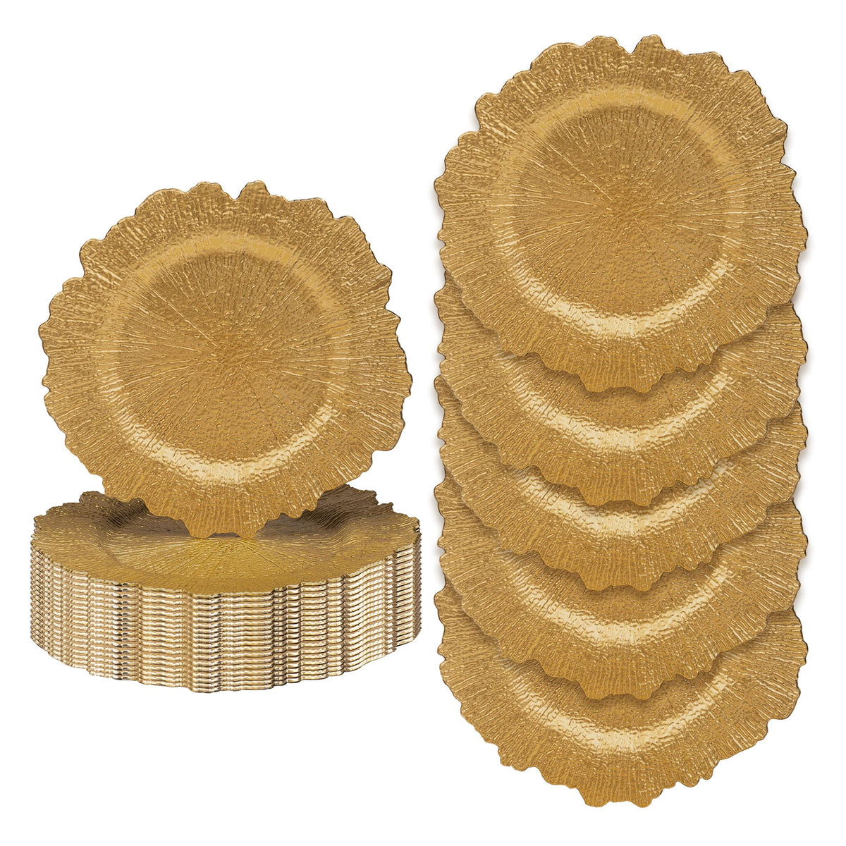 JEVERGN gold charger plate with reef edge enhances table elegance.