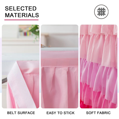 Jevix pink table skirt with four-color ruffles for unicorn or princess themes