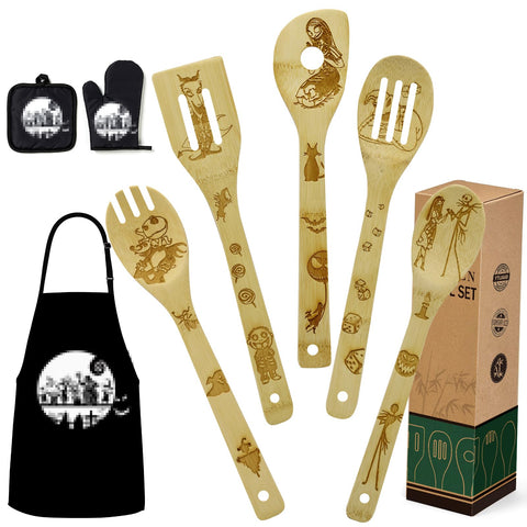 Jewelvwatchro Nightmare wooden spoons set for stirring and serving, scratch-free with non-stick cookware.