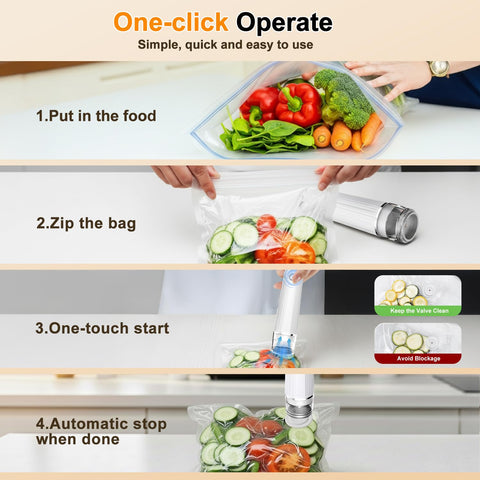 Jexqizy battery-powered vacuum sealer offers cordless convenience for on-the-go storage.