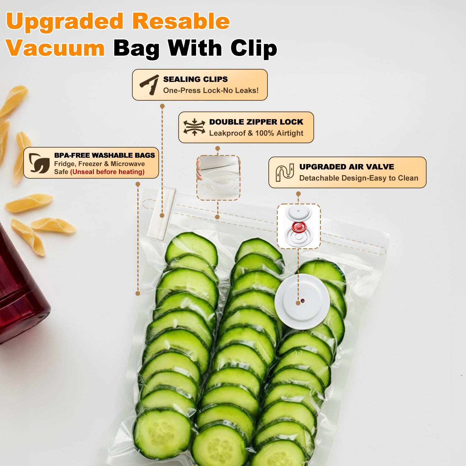 Jexqizy reusable bags 40-pcs set keeps food fresh with versatile bag sizes.
