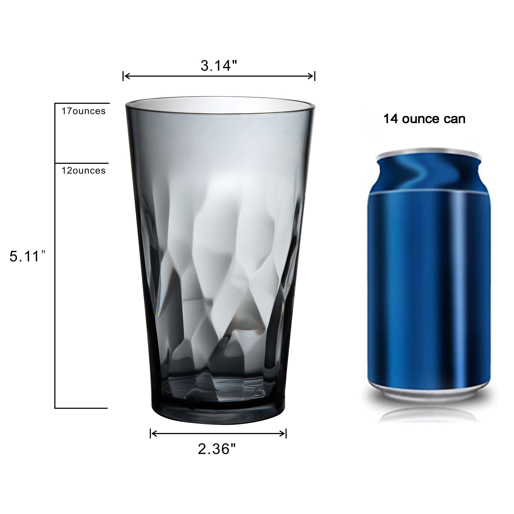 JGIRL 16 oz plastic tumbler cup in grey; shatterproof for everyday use.