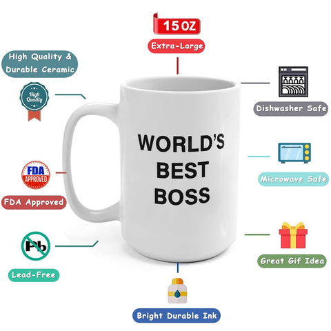 JGTONG World's Best Boss mug with easy grip handle for comfortable daily coffee