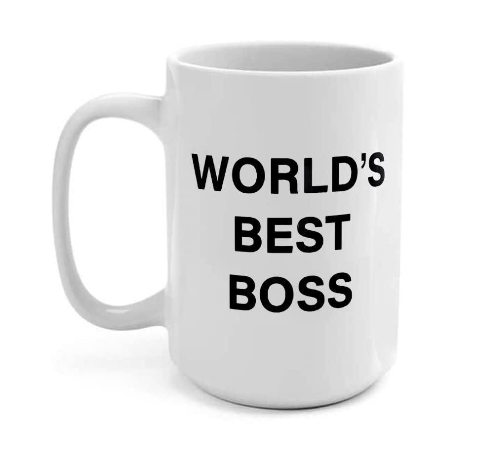 JGTONG World's Best Boss mug with front design, desk humor and gifting use