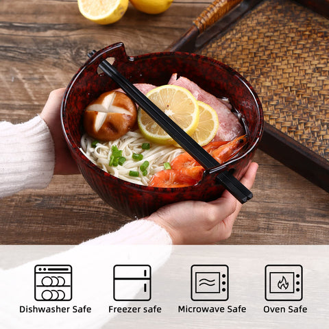 JH JIEMEI HOME ramen bowl set with spoons and chopsticks ready to serve