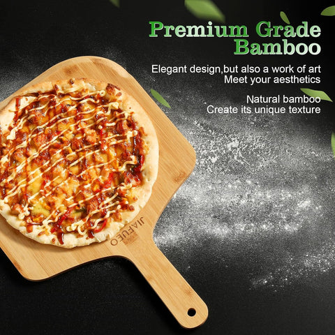 JIAFUEO pizza peel features hanging holes for easy storage on wall.