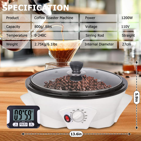 JIAWANSHUN 1200W high power supports a quick 25-minute roast