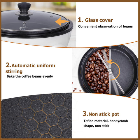JIAWANSHUN roaster transparent lid view lets you see roast color and aroma