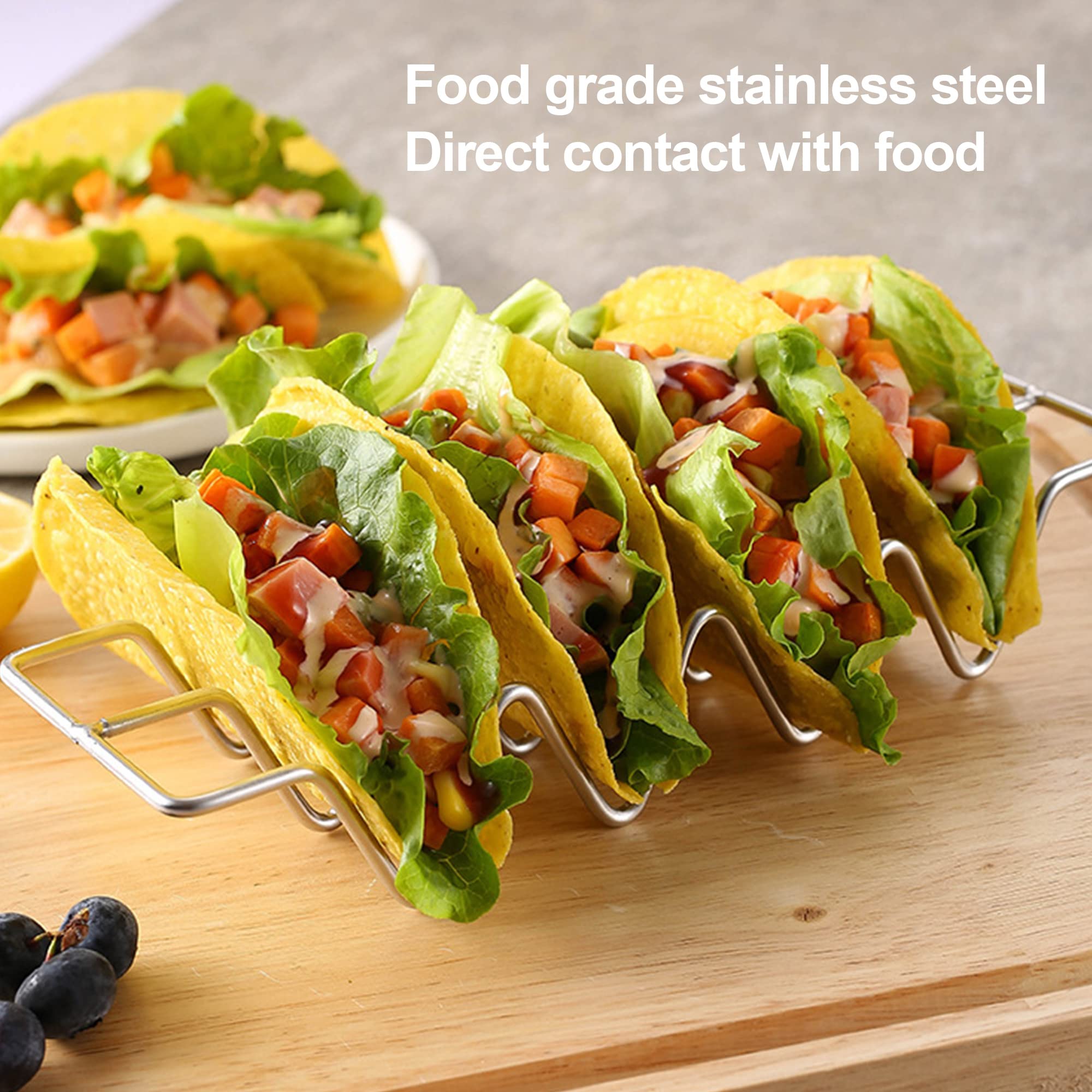 JIBOLAT heat-resistant taco holders safe for oven and grill.