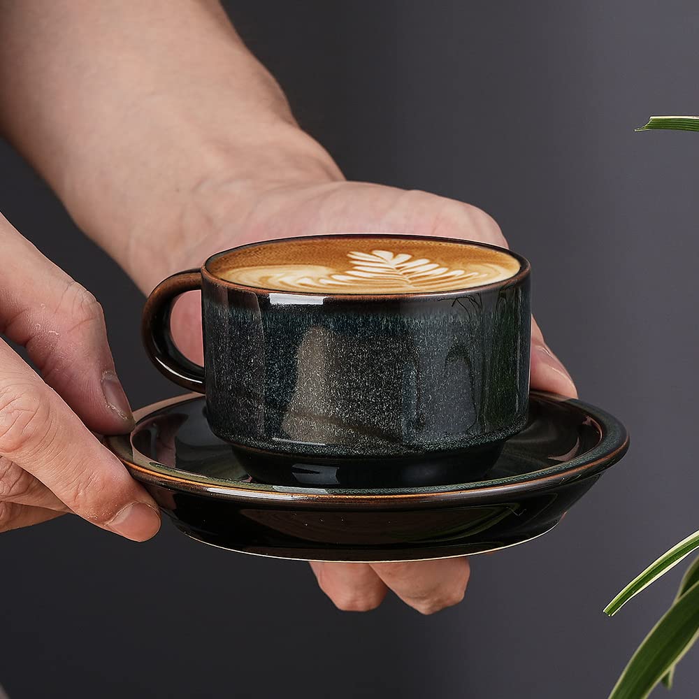 JIEMEI HOME 4 oz demitasse cups ready for latte, cappuccino or espresso rituals.