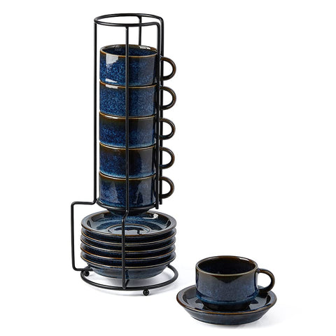 Jiemei Home porcelain stackable espresso cups ready for space-saving daily coffee ritual.