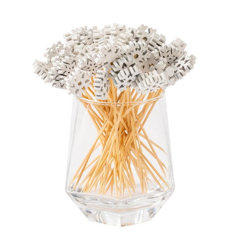 Jiesky Christmas snowflake pick style 3: versatile bamboo toothpicks for fruit platters