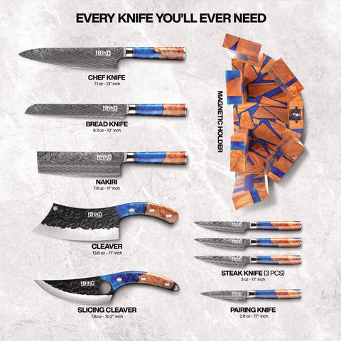 Jikko Eternal Wave cleaver knife handles heavy chopping with ease.