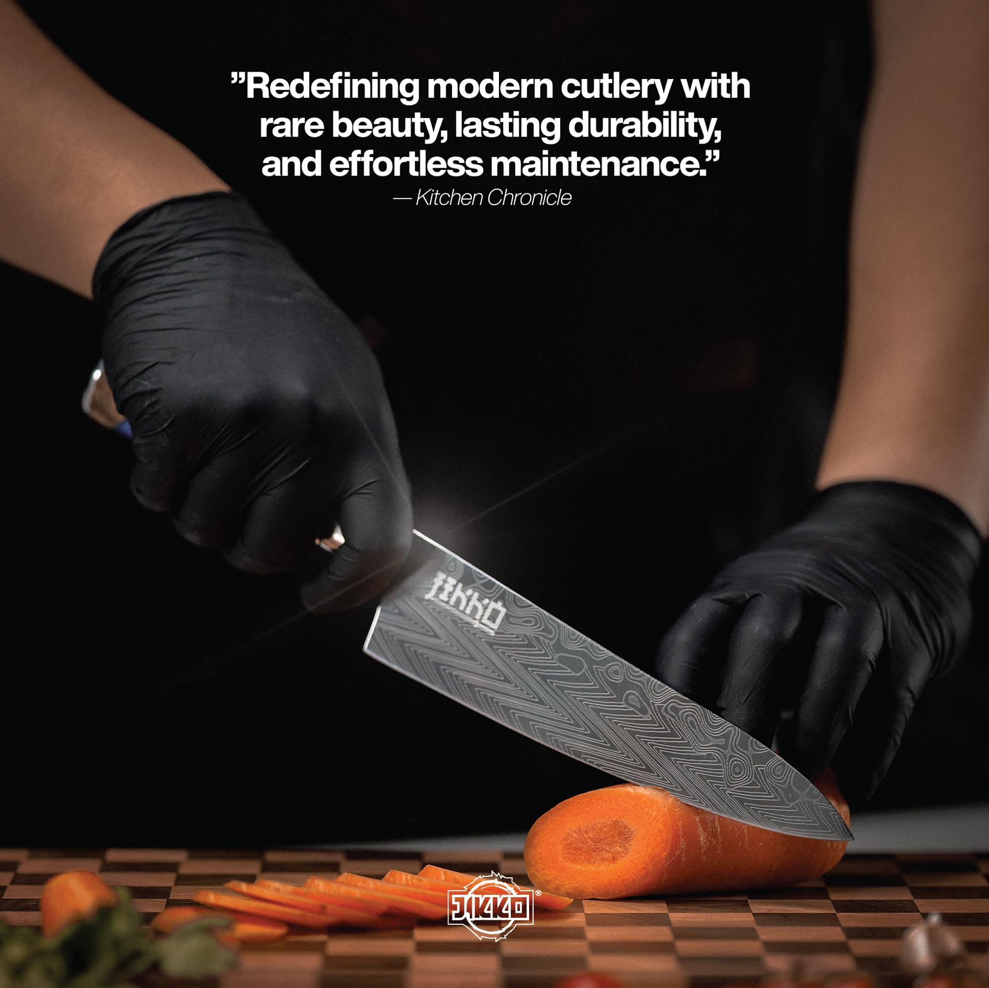 Jikko Eternal Wave open-air design block promotes blade dryness.