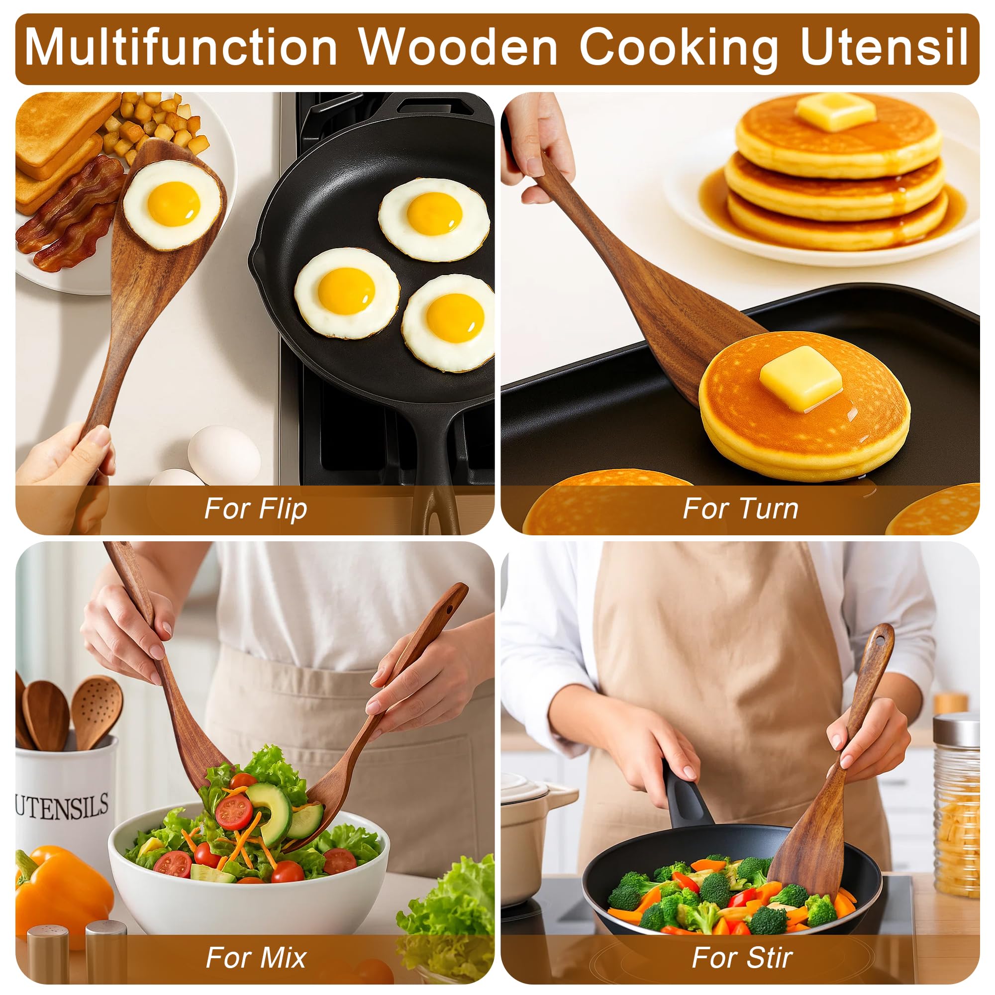 Jilla-hla 12-inch long-handle spatula showing easy leverage in deep pots